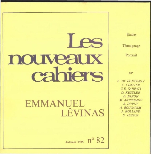 Les Nouveaux Cahiers N°082 (Automne 1985)